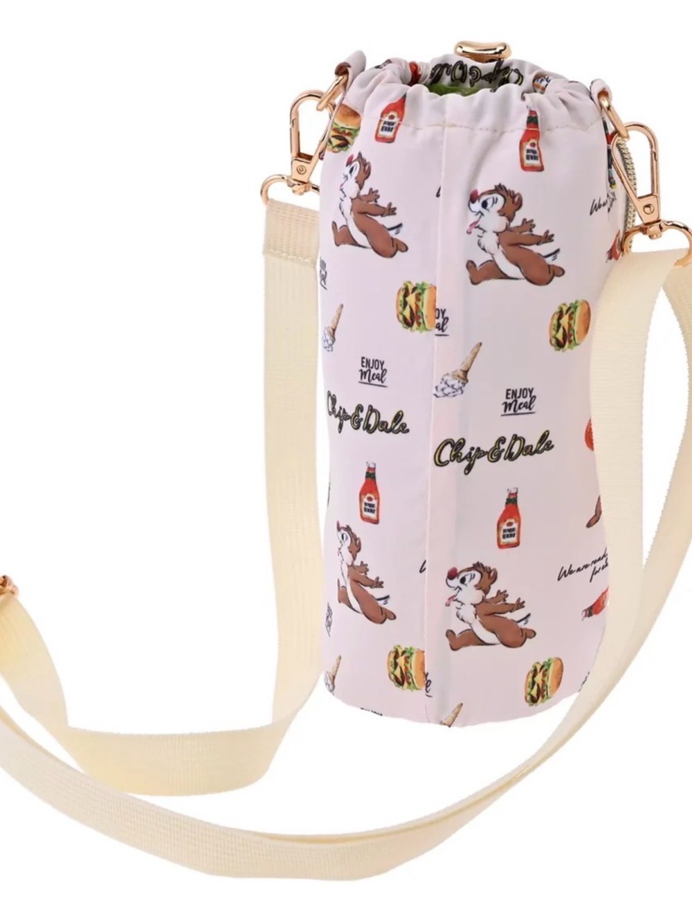 Disney Japan Exclusive Chip and Dale Holiday 2026 Water Bottle Bag with Strap - Picture 2 of 7